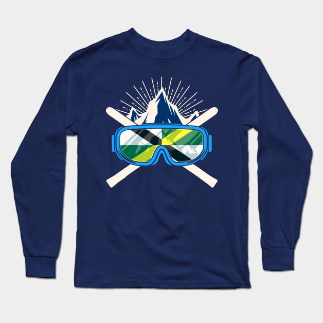 Ski Monterey California Flag Skiing Skier Winter Sports Long Sleeve T-Shirt by E